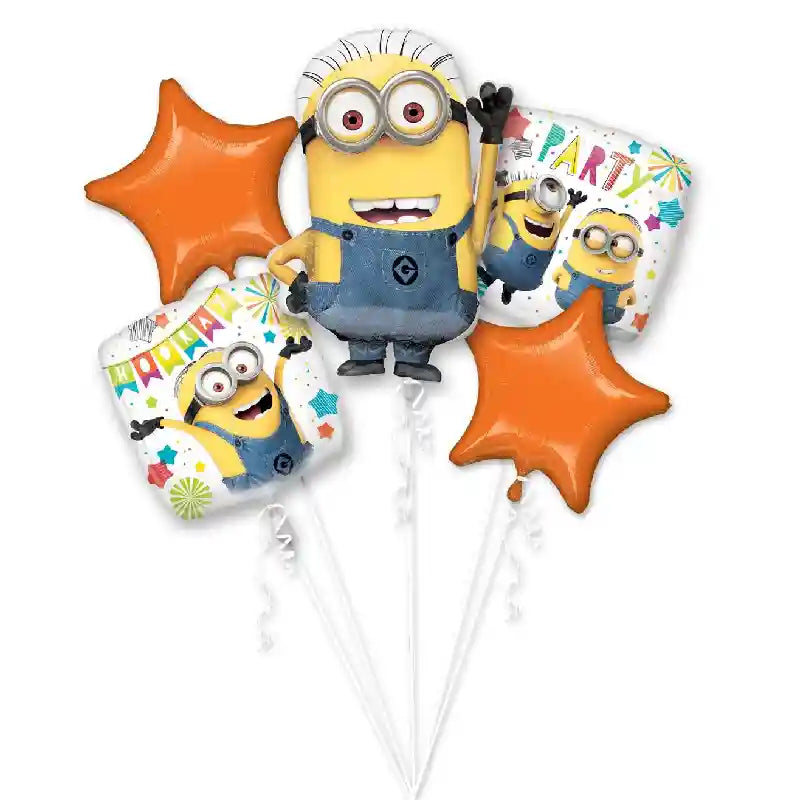 Despicable Me Party Balloon Bouquet 5 pcs – Foil Balloon Set for Birthdays