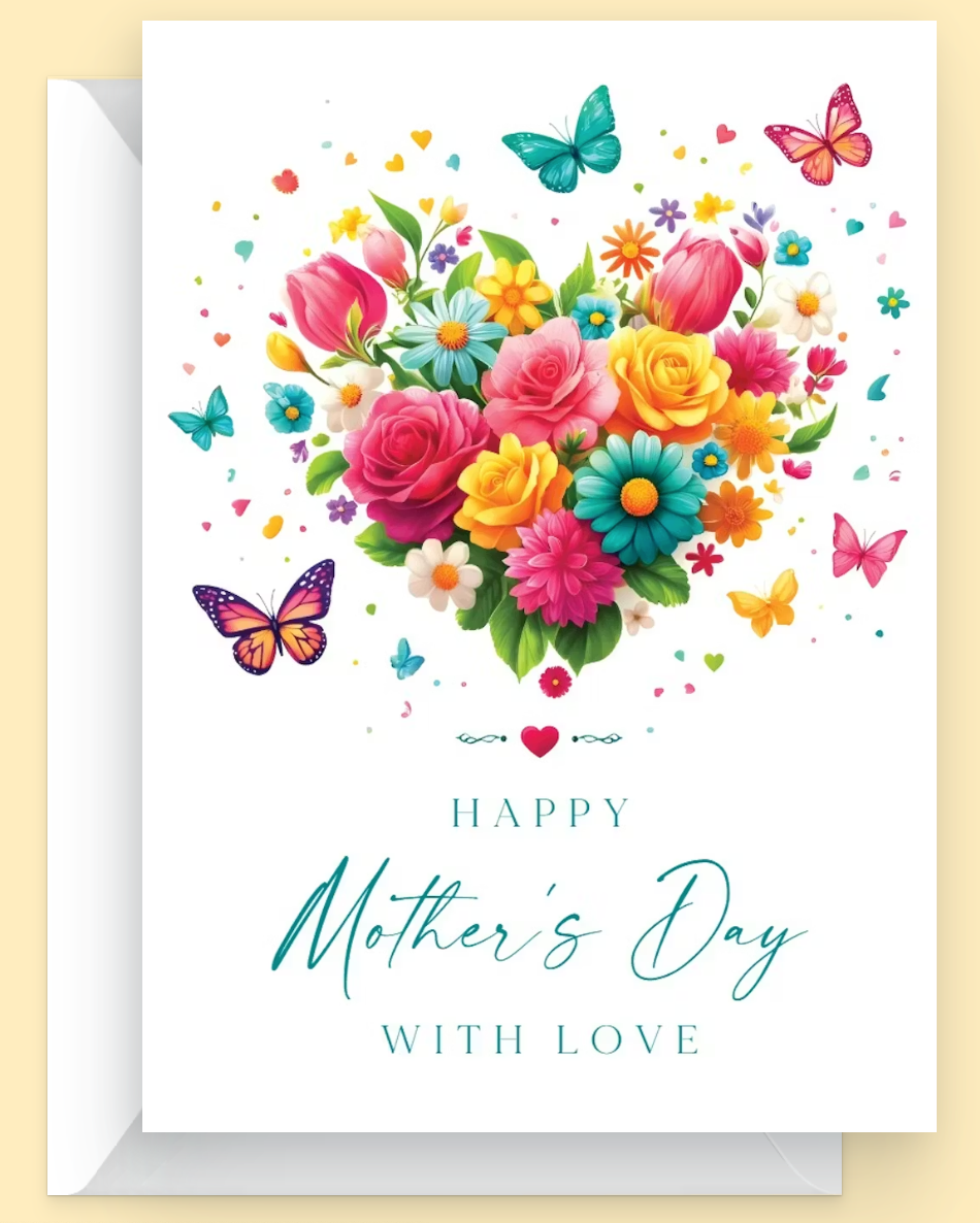 Heart Florals Mother's day card