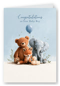Congratulations on Your Baby Boy Card - Teddy & Friends