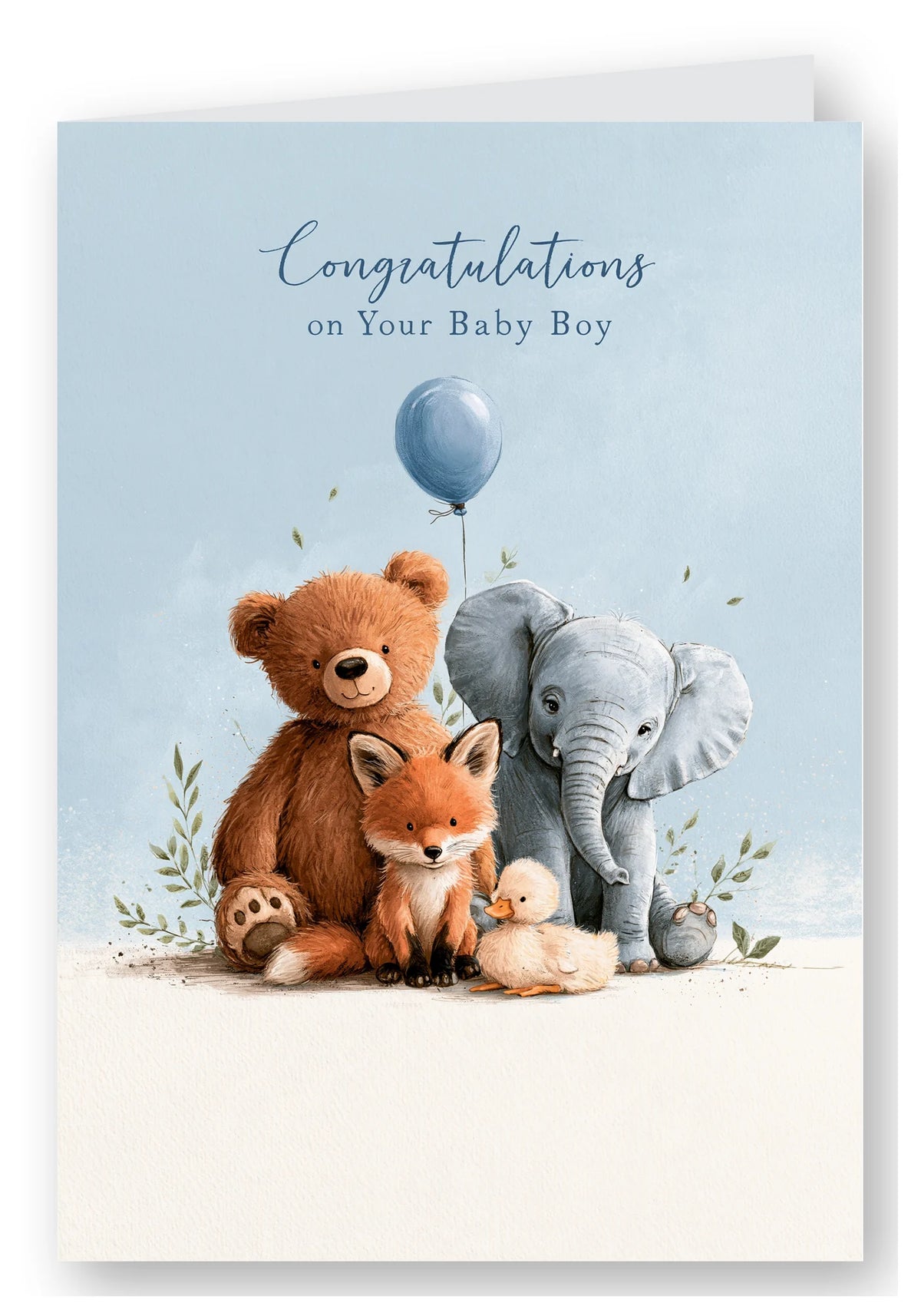 Congratulations on Your Baby Boy Card - Teddy & Friends