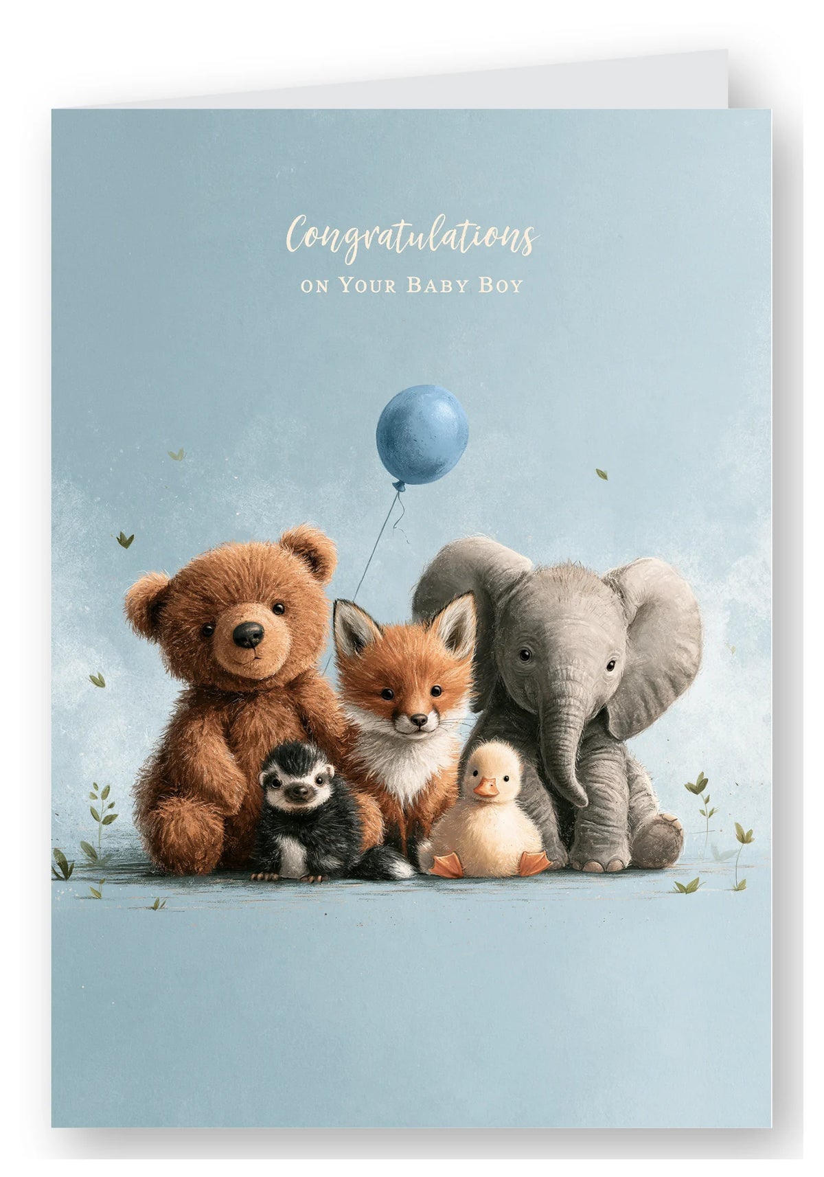 Congratulations on Your Baby Boy Card - Woodland Friends