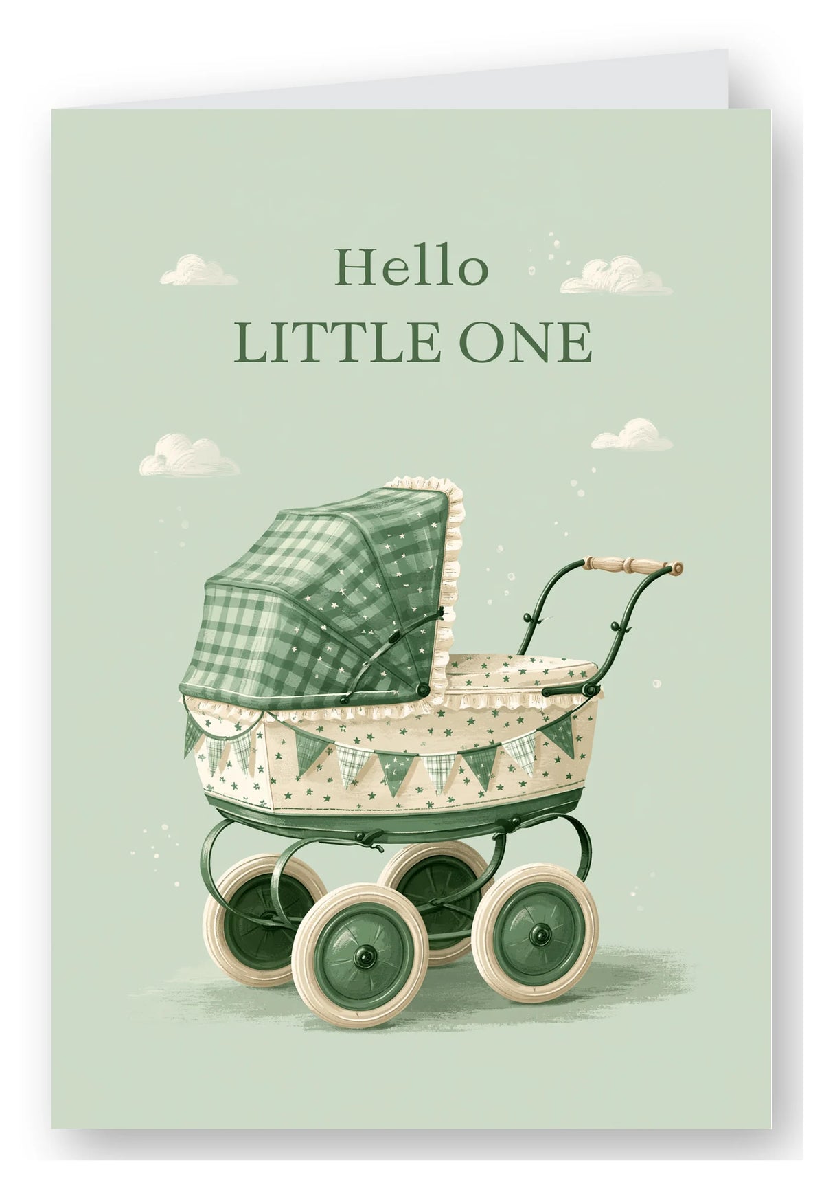 Hello Little One Vintage Pram New Baby Card