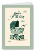 Hello Little One Vintage Pram New Baby Card - Cream