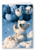 It's a Boy! Polar Bear Balloons New Baby Card