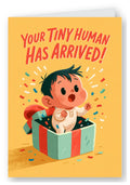 Your Tiny Human Has Arrived Funny New Baby Card - Gift Box