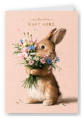 Welcome Baby Girl Bunny Card - Wildflowers