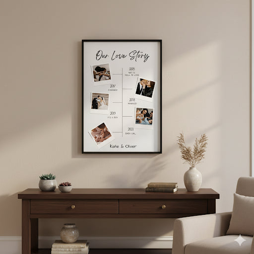 Personalized Photo Timeline Print | Our Love Story Anniversary Gift by greetfleets