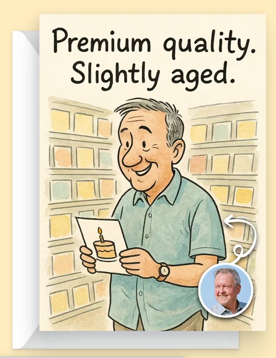Premium Quality, Slightly Aged -Ai Happy birthday card