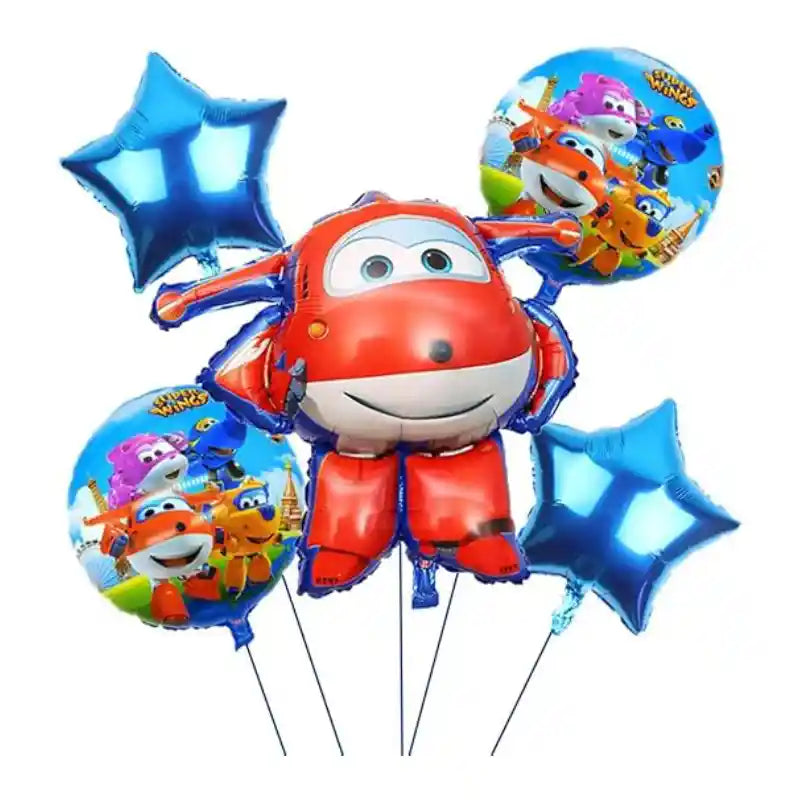 Aeroplane Foil Balloon Bouquet 5pcs – Transport Theme Balloons For Kids Birthday Party
