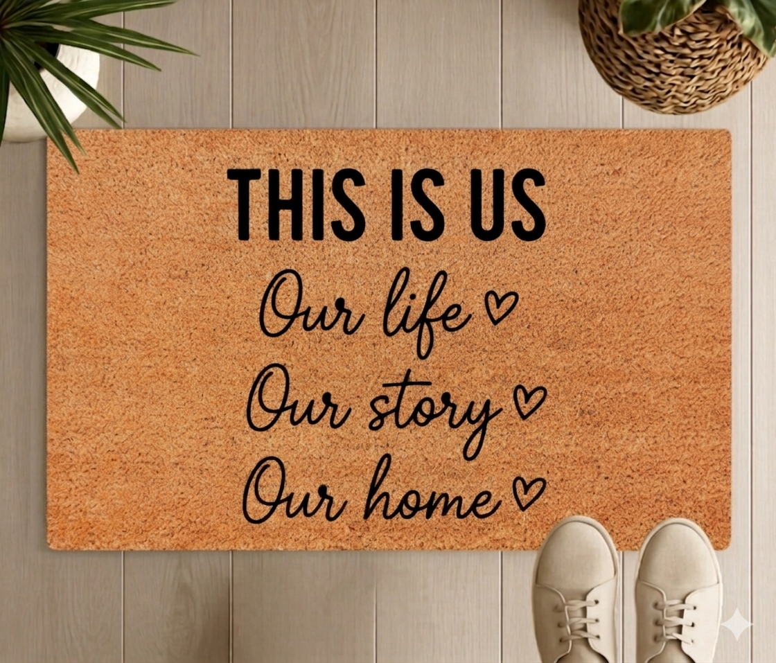 This Is Us: Our Life, Our Story, Our Home – Natural Coir Doormat by greetfleets
