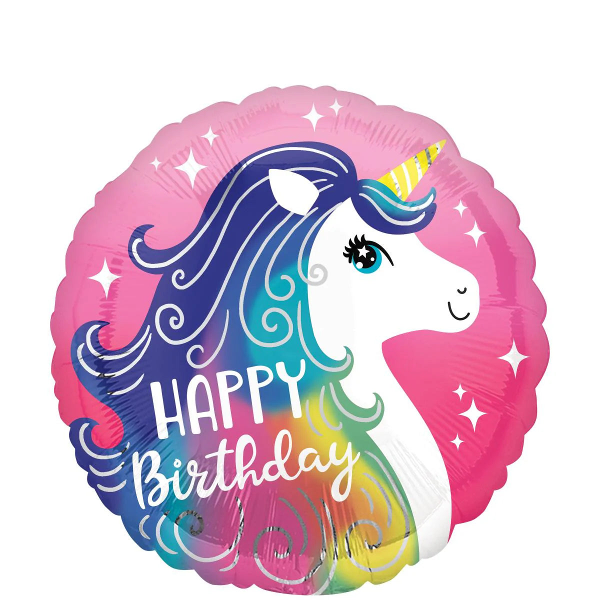 Pink Unicorn Happy Birthday Foil Balloon 45cm