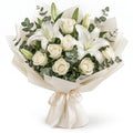 White Lilies & Roses with Eucalyptus