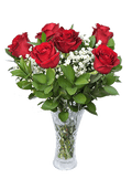 6 Roses in Vase