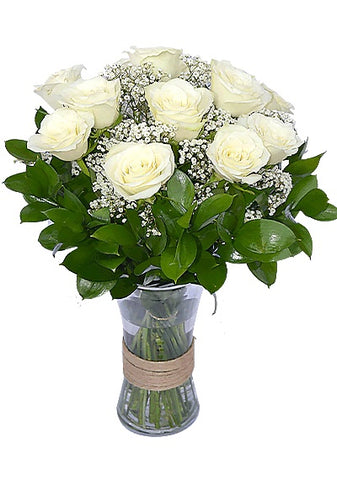 White Roses In Vase