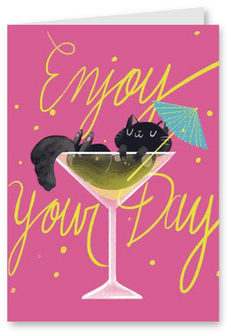 Cocktail Cat - Birthday Card