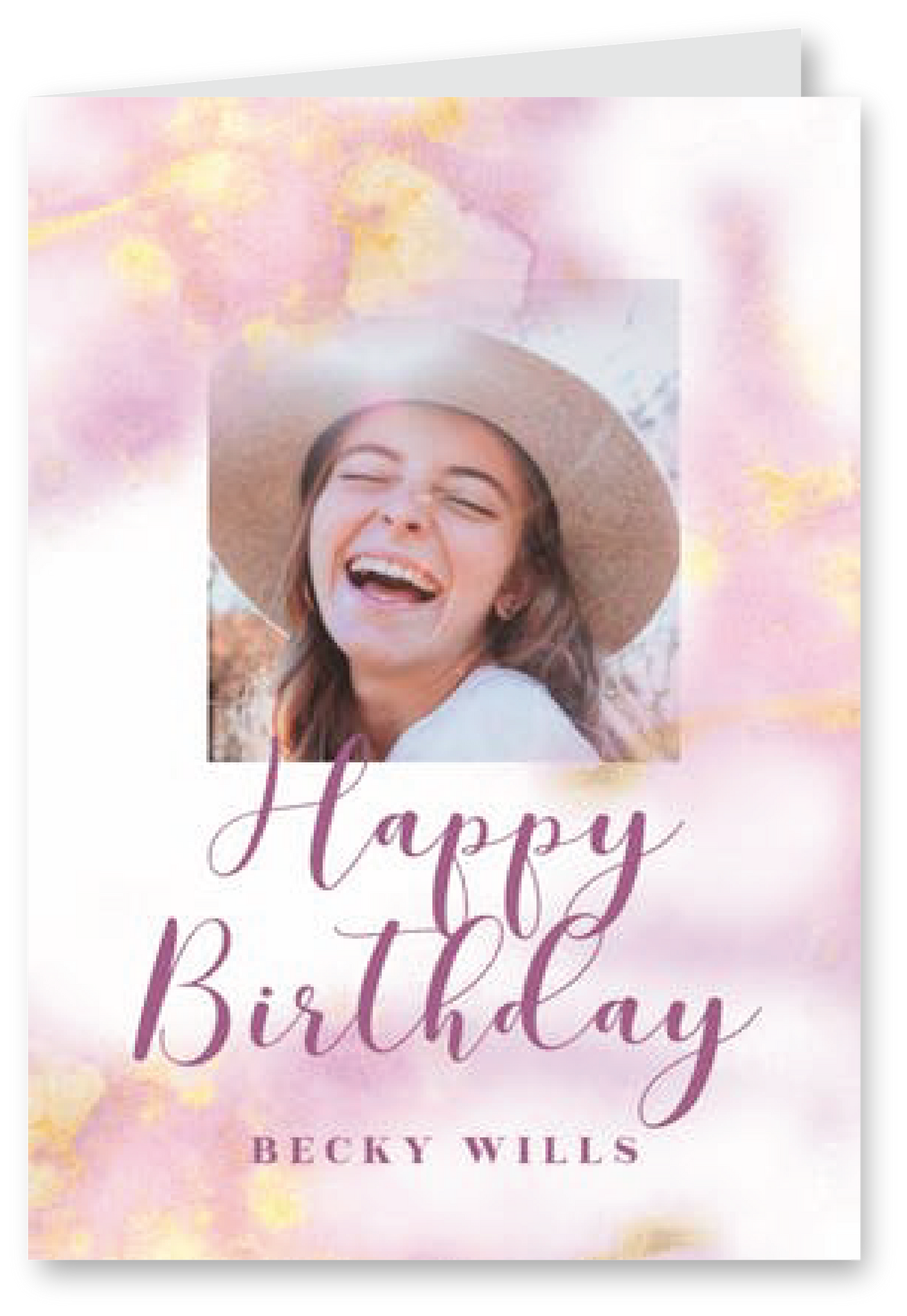 Pink Abstract Watercolor - Birthday Card