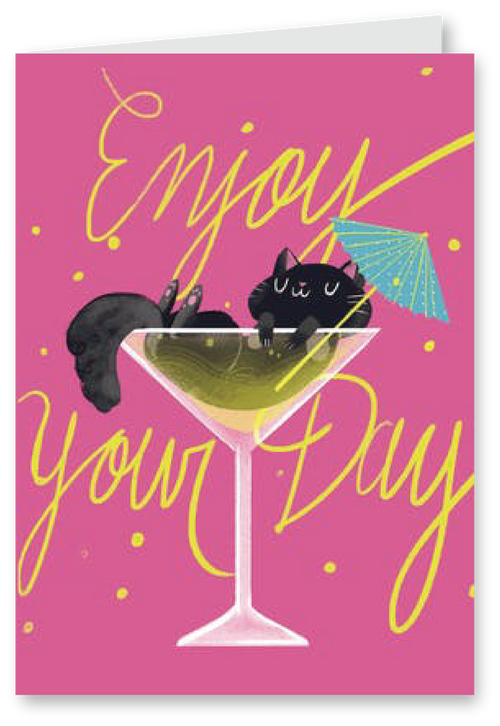 Cocktail Cat - Birthday Card