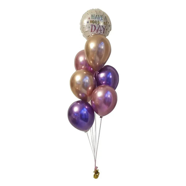 Purple and gold birthday balloons with 'Have a Magical Day' foil balloon, perfect for UAE celebrations