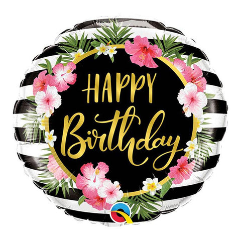 Happy Birthday flowery helium balloon