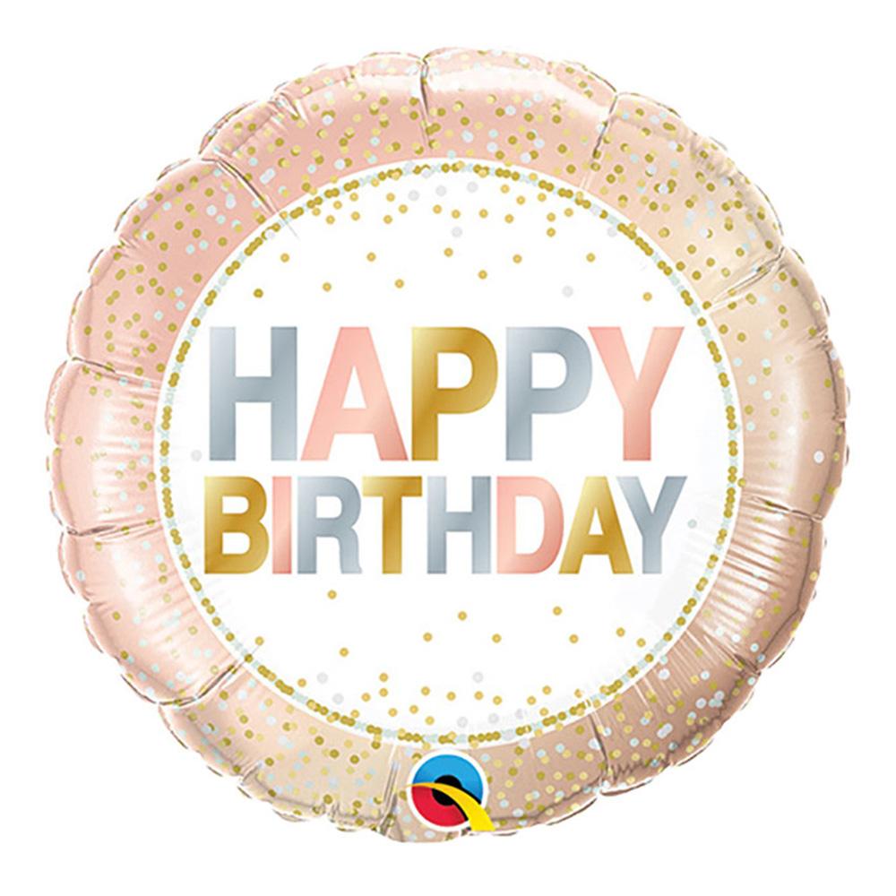 Happy Birthday Metallic Dots Round Foil Helium Balloon