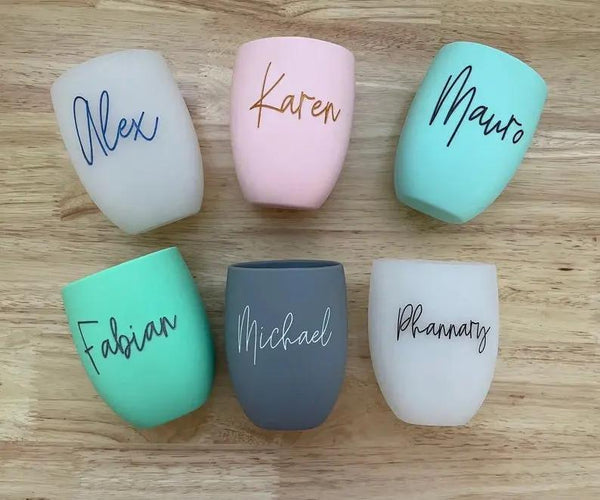 Personalized name tumblers in pastel colors, perfect for custom gifts in Dubai UAE