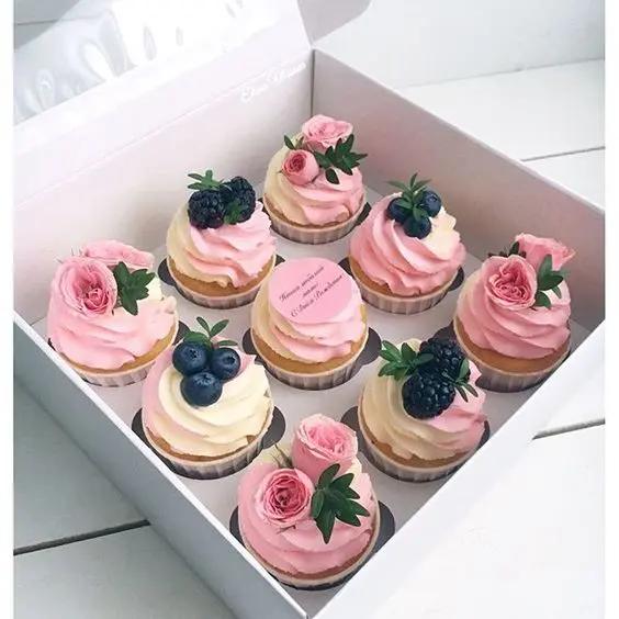 Pink Baby Rose Berries Cupcakes | Custom Cupcakes Dubai – GreetFleets UAE