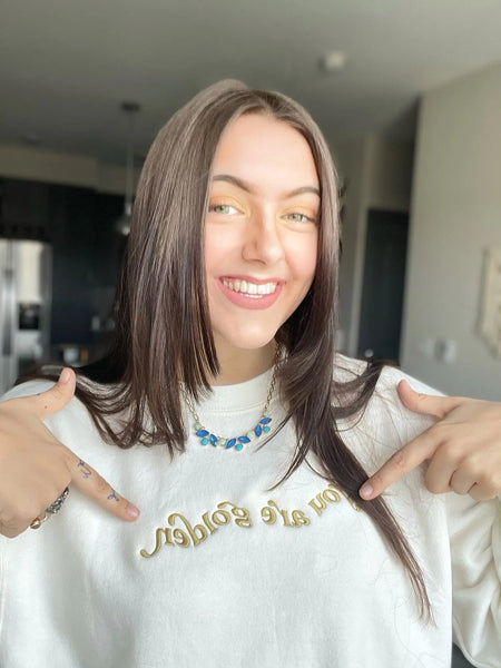 You Are Golden White Luxe Embroidered Crewneck Sweatshirt